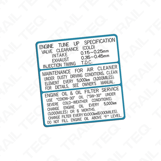 Engine Tune Up Specifications (Diesel) - 80 Series Landcruiser