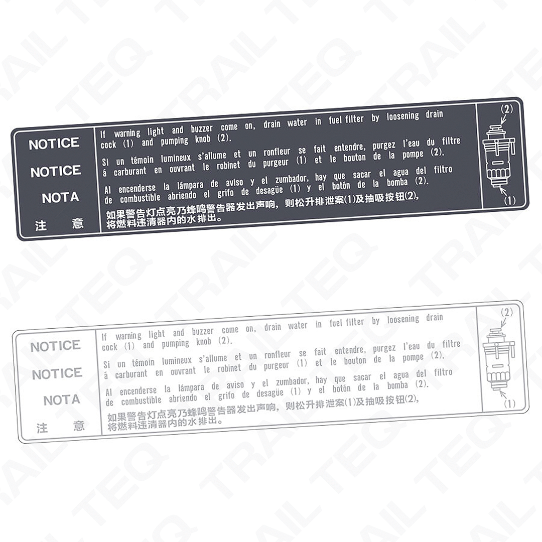 Diesel Water Separator Information Decal (Late Model) - 80 Series Landcruiser