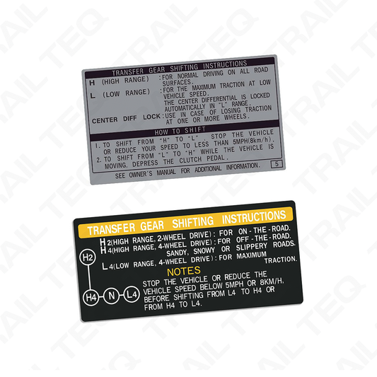 Transfer Gear Shifting Instructions Decal - 80 Series Landcruiser