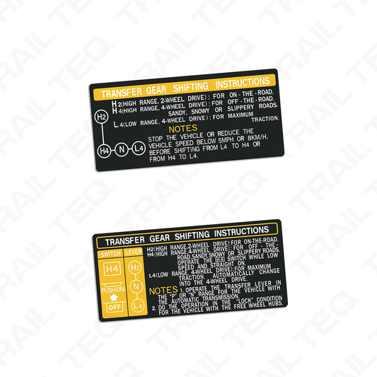 Transfer Gear Shift Instructions Decal - 70 Series Landcruiser
