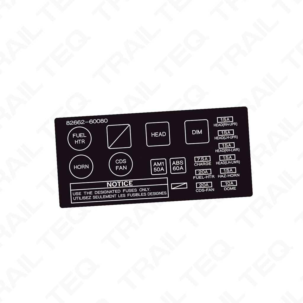 Fuse Box Lid Overlay - 80 Series Landcruiser