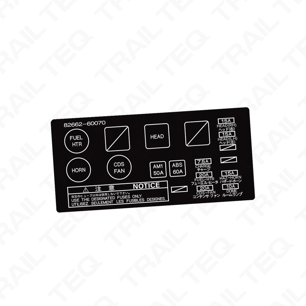 Fuse Box Lid Overlay - 80 Series Landcruiser